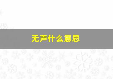 无声什么意思