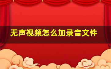 无声视频怎么加录音文件