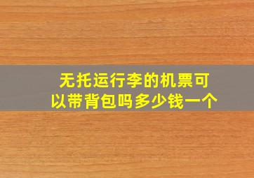 无托运行李的机票可以带背包吗多少钱一个