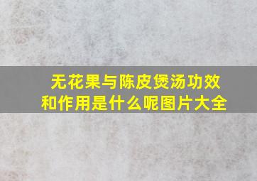 无花果与陈皮煲汤功效和作用是什么呢图片大全