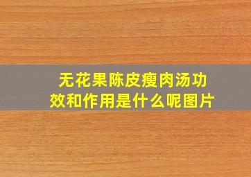 无花果陈皮瘦肉汤功效和作用是什么呢图片