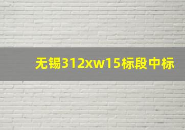 无锡312xw15标段中标