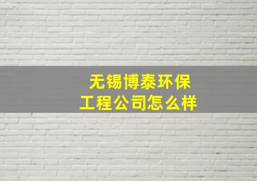 无锡博泰环保工程公司怎么样