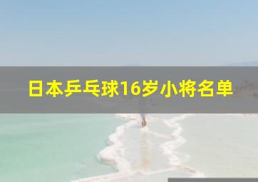 日本乒乓球16岁小将名单