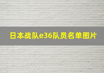 日本战队e36队员名单图片