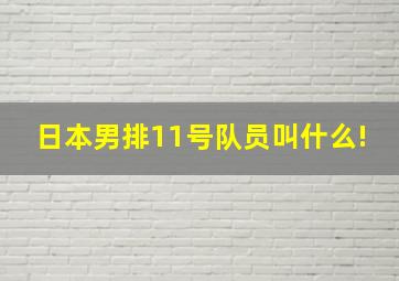 日本男排11号队员叫什么!