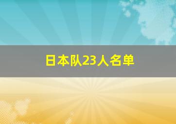 日本队23人名单