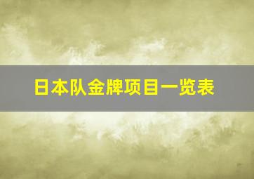 日本队金牌项目一览表