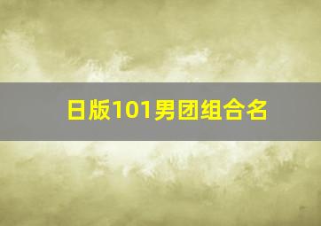 日版101男团组合名