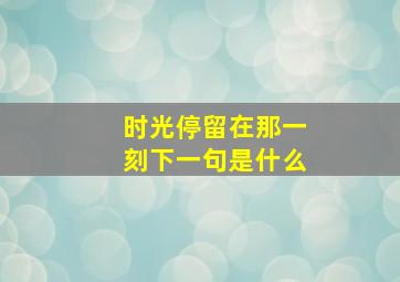 时光停留在那一刻下一句是什么