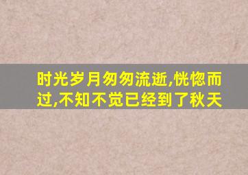 时光岁月匆匆流逝,恍惚而过,不知不觉已经到了秋天