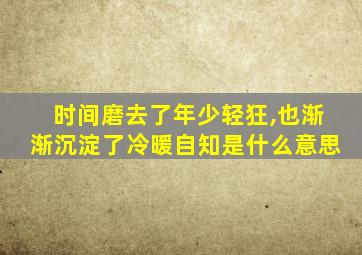 时间磨去了年少轻狂,也渐渐沉淀了冷暖自知是什么意思