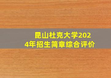 昆山杜克大学2024年招生简章综合评价