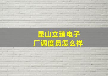 昆山立臻电子厂调度员怎么样