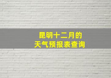 昆明十二月的天气预报表查询