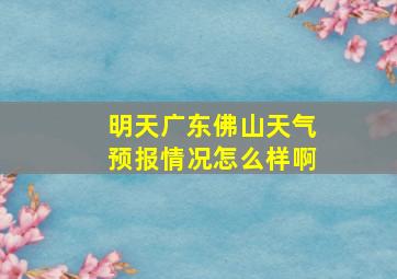 明天广东佛山天气预报情况怎么样啊