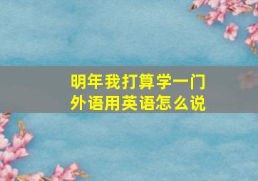 明年我打算学一门外语用英语怎么说