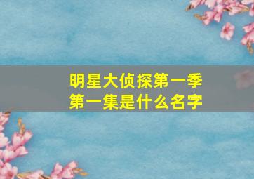 明星大侦探第一季第一集是什么名字