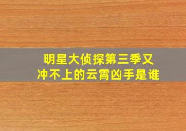 明星大侦探第三季又冲不上的云霄凶手是谁