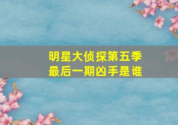 明星大侦探第五季最后一期凶手是谁