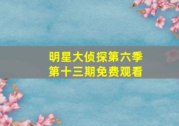 明星大侦探第六季第十三期免费观看