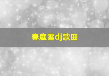 春庭雪dj歌曲