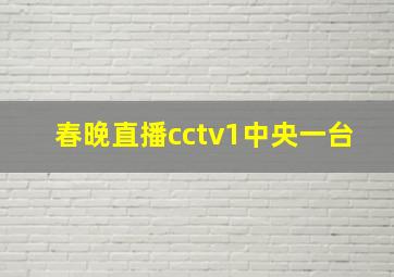 春晚直播cctv1中央一台