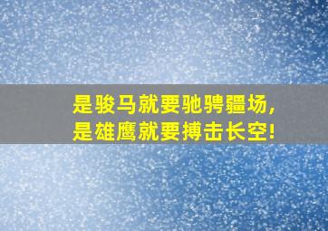 是骏马就要驰骋疆场,是雄鹰就要搏击长空!