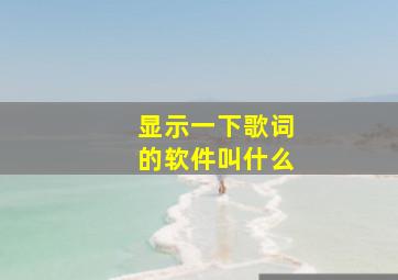 显示一下歌词的软件叫什么