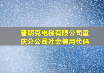 普朗克电梯有限公司重庆分公司社会信用代码