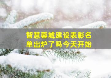 智慧蓉城建设表彰名单出炉了吗今天开始