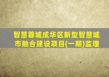 智慧蓉城成华区新型智慧城市融合建设项目(一期)监理