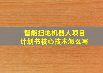 智能扫地机器人项目计划书核心技术怎么写