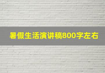 暑假生活演讲稿800字左右