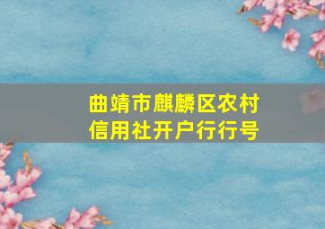 曲靖市麒麟区农村信用社开户行行号