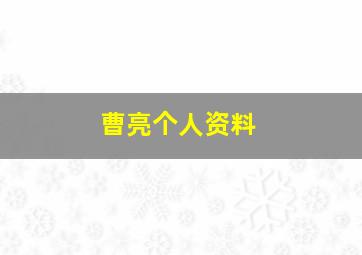 曹亮个人资料