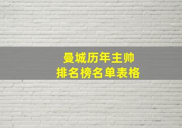 曼城历年主帅排名榜名单表格