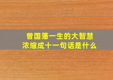 曾国藩一生的大智慧浓缩成十一句话是什么