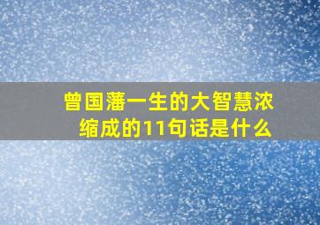 曾国藩一生的大智慧浓缩成的11句话是什么