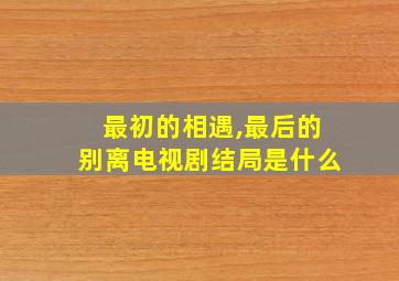 最初的相遇,最后的别离电视剧结局是什么