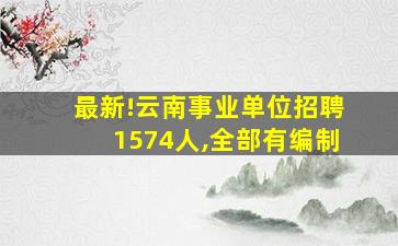 最新!云南事业单位招聘1574人,全部有编制