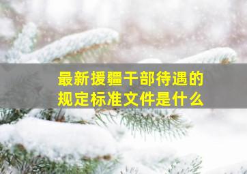 最新援疆干部待遇的规定标准文件是什么