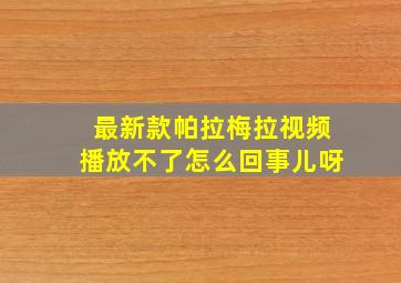 最新款帕拉梅拉视频播放不了怎么回事儿呀