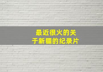 最近很火的关于新疆的纪录片