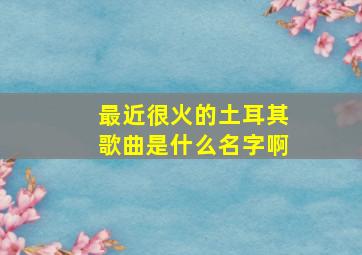 最近很火的土耳其歌曲是什么名字啊