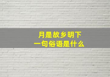 月是故乡明下一句俗语是什么