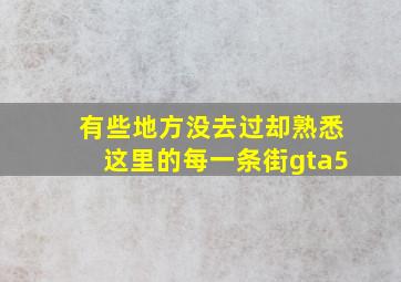 有些地方没去过却熟悉这里的每一条街gta5