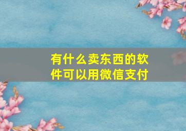 有什么卖东西的软件可以用微信支付