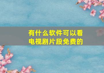 有什么软件可以看电视剧片段免费的