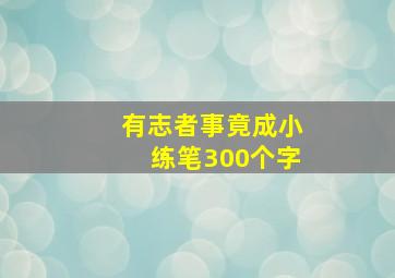 有志者事竟成小练笔300个字